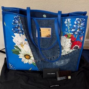Dolce & Gabbana Floral Denim Tote